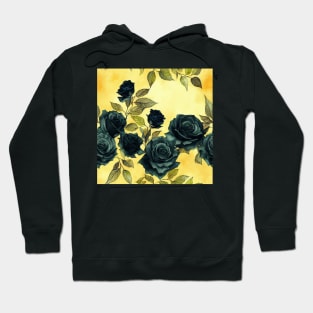 Black rose watercolor rose Hoodie